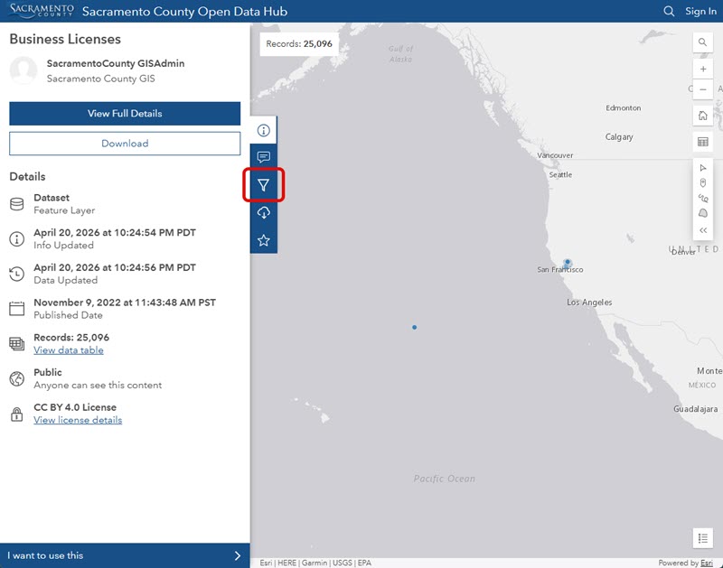 Screen shot of Sac County Open Data website